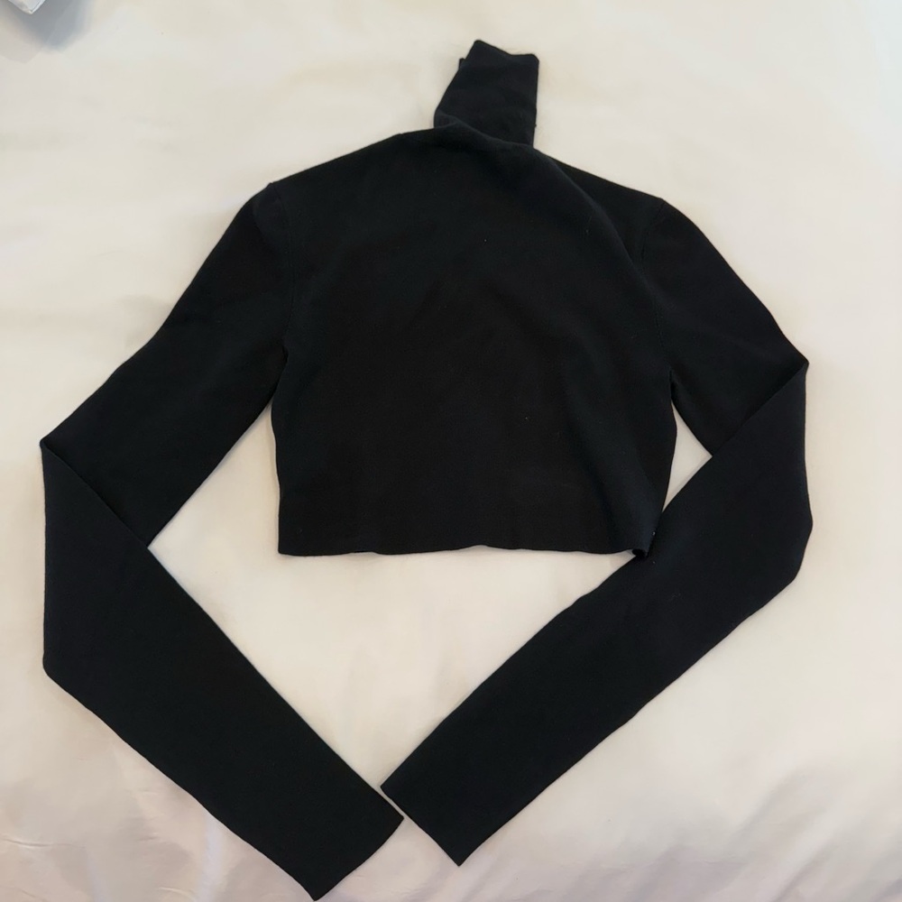 Zeynep Arcay Black long sleeve turtleneck crop top